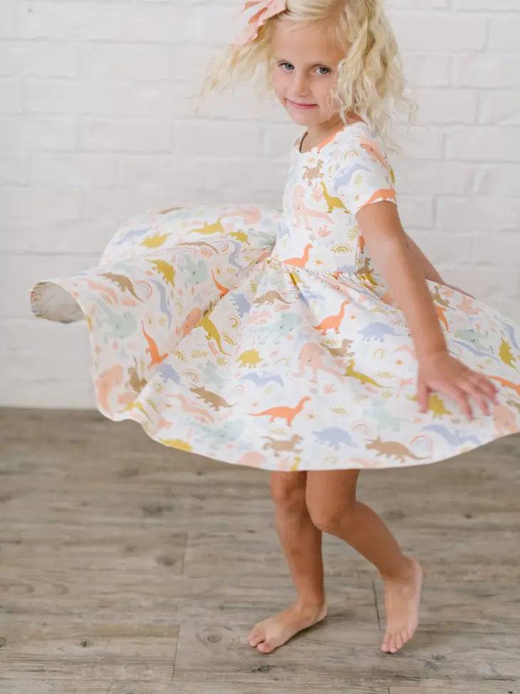 Happy 4th Floral Short Sleeve Pocket Twirl Dress - Stella Lane Boutique