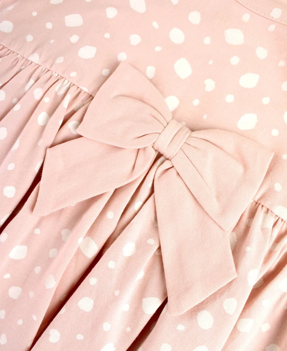 Pink Fawn Dot Long Sleeve Twirl Dress - Stella Lane Boutique