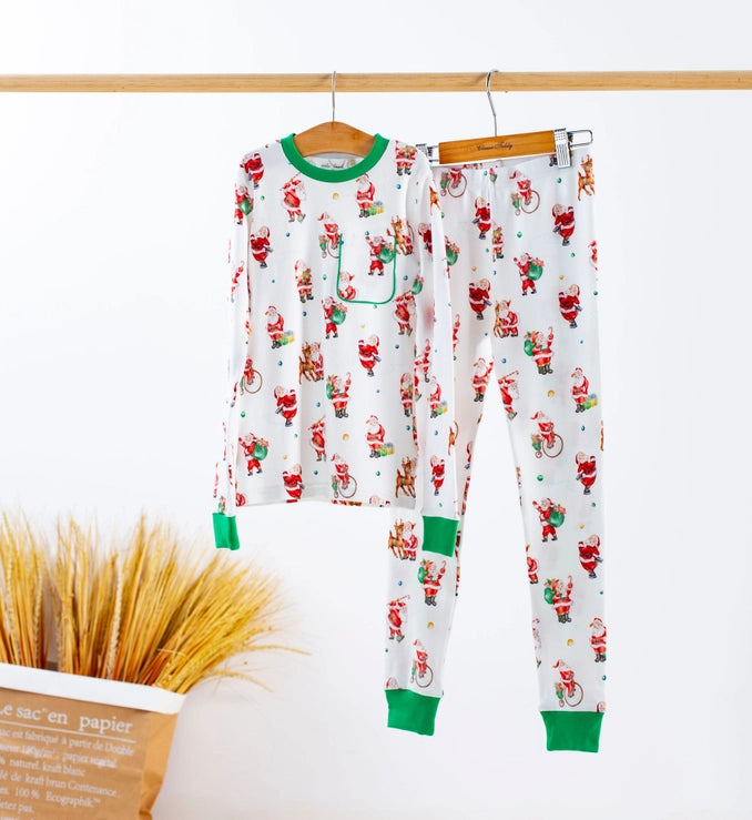 Santa Claus is Coming to Town Organic Cotton Christmas Two Piece Pajamas - Stella Lane Boutique