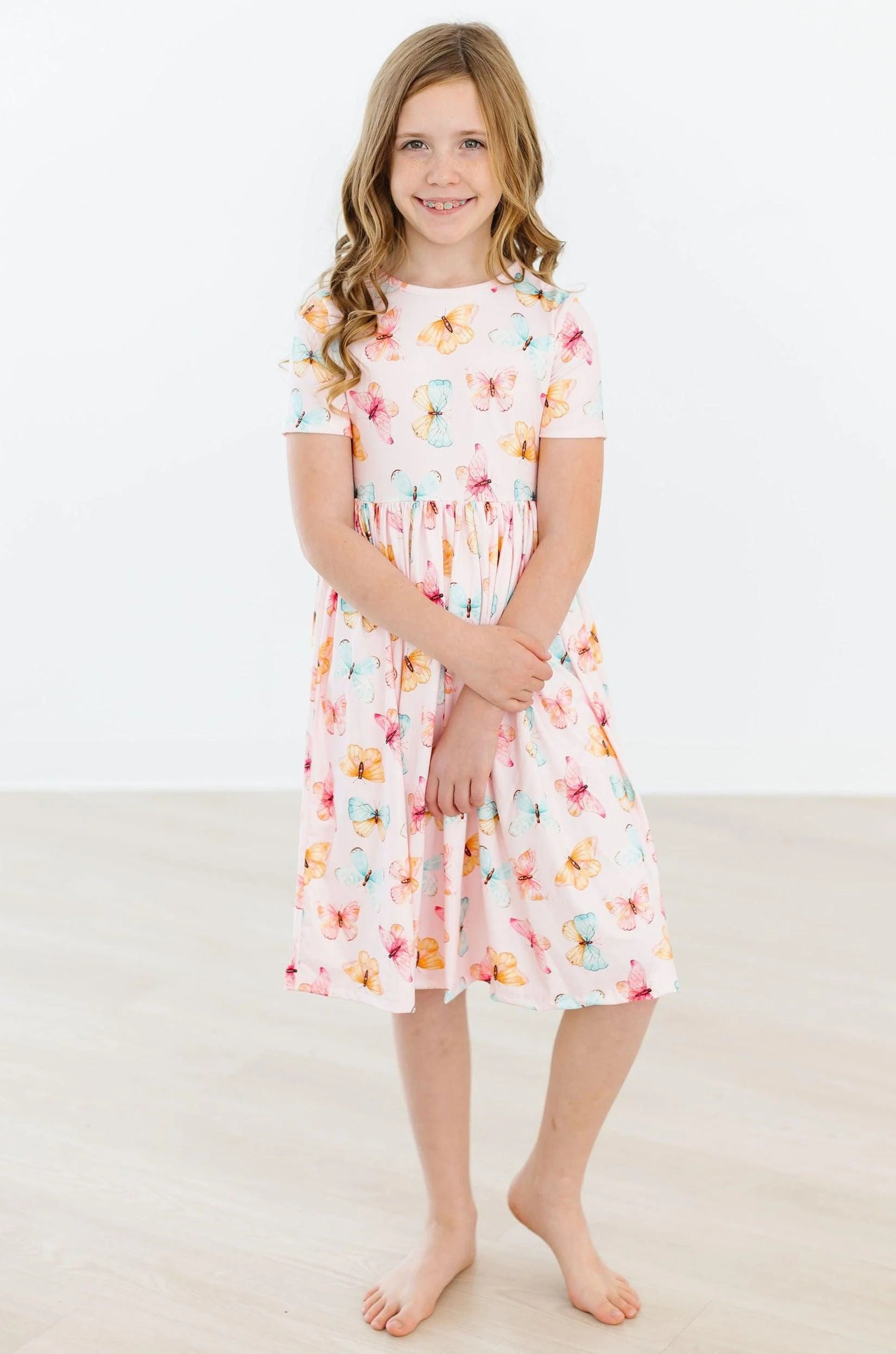 Butterfly Kisses Short Sleeve Twirl Dress - Stella Lane Boutique