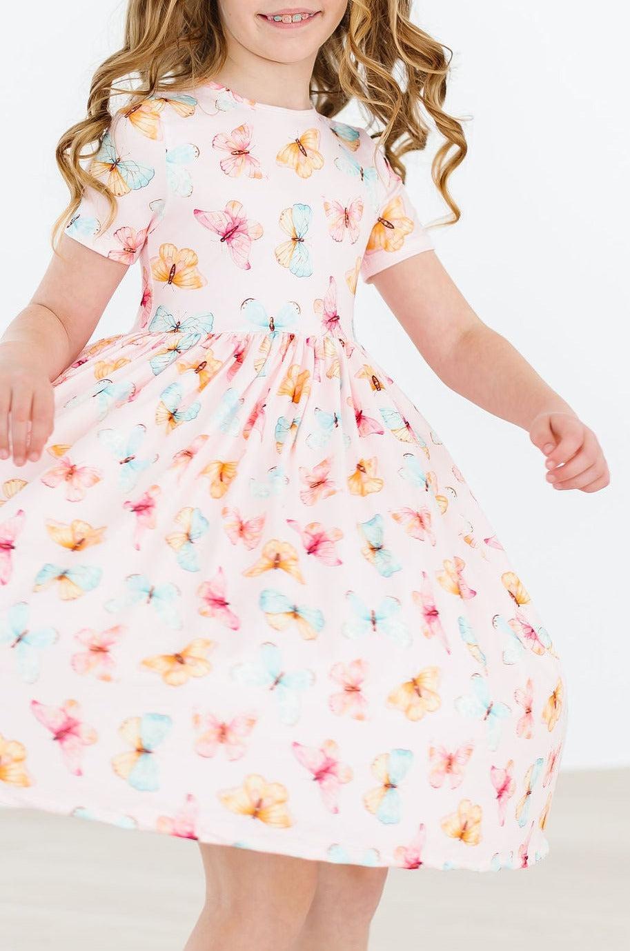 Butterfly Kisses Short Sleeve Twirl Dress - Stella Lane Boutique