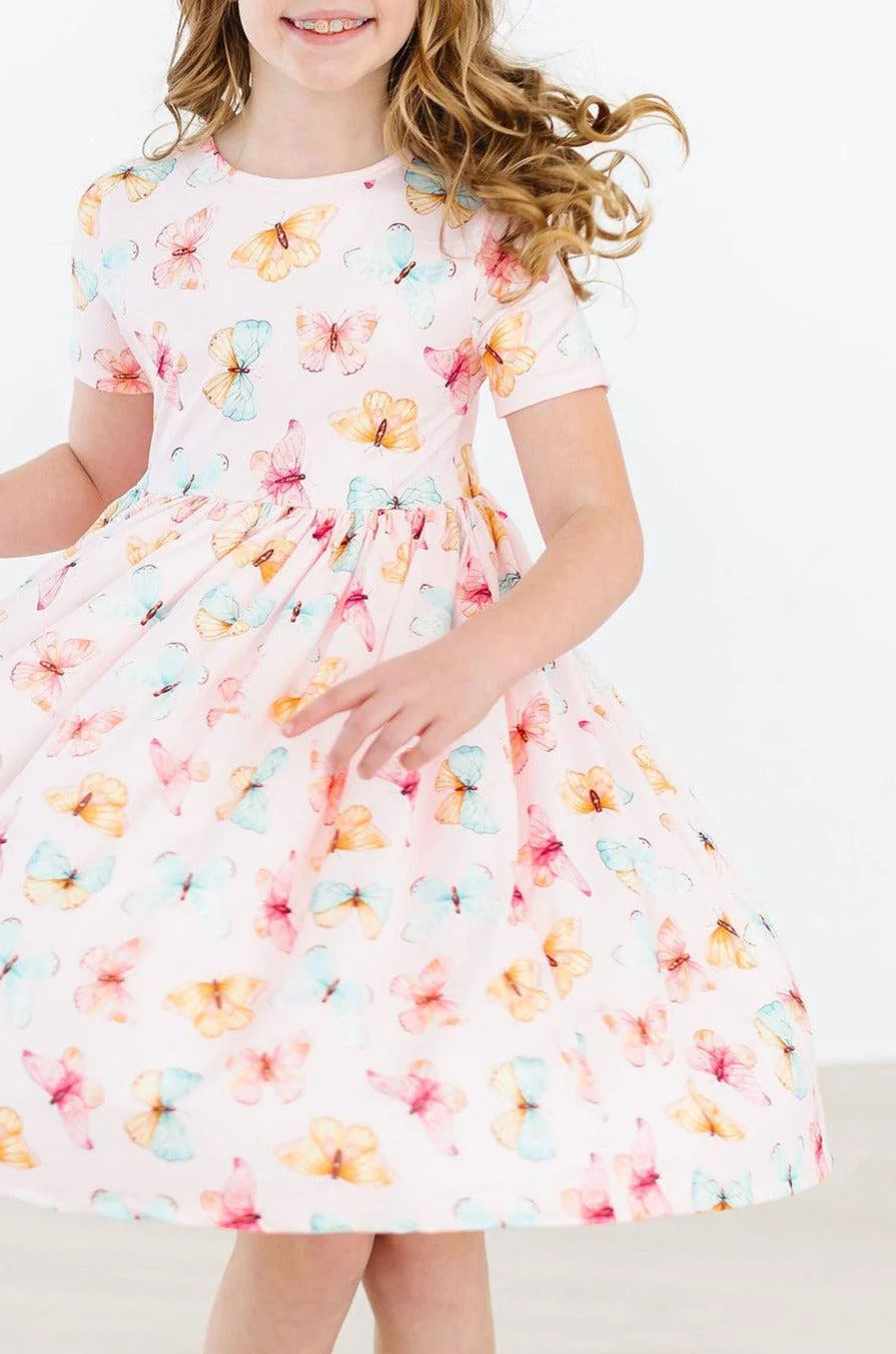 Butterfly Kisses Short Sleeve Twirl Dress - Stella Lane Boutique