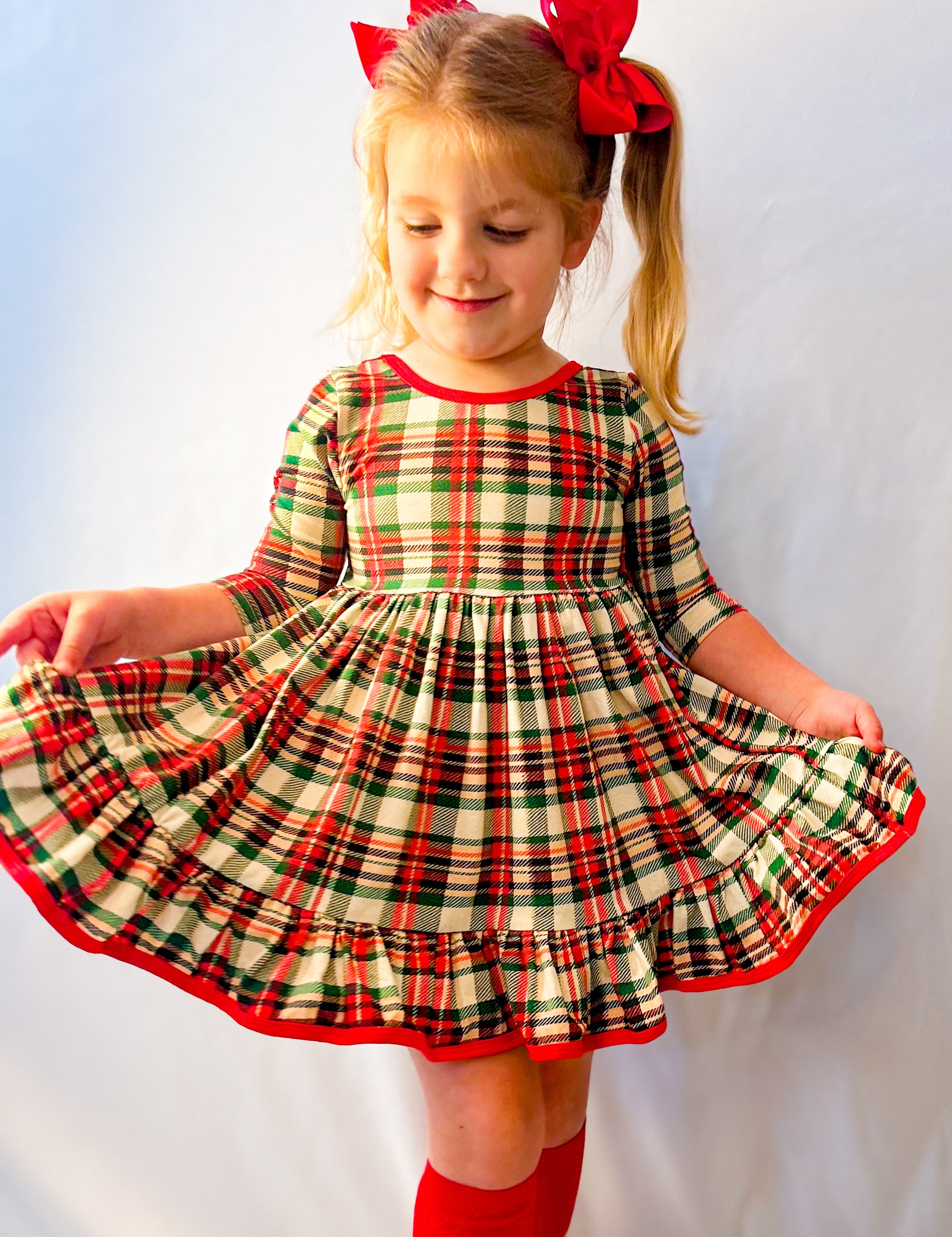 The Stella Dress in Classic Christmas Plaid