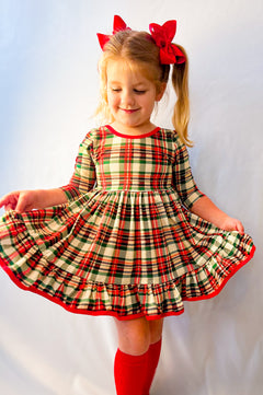 The Stella Dress in Classic Christmas Plaid