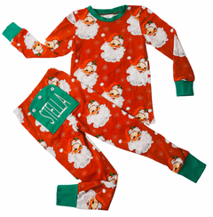 The Stella Lane Buttflap Pajamas in Vintage Santa