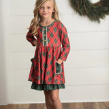 Plaid Ruffle Button Holiday Dress