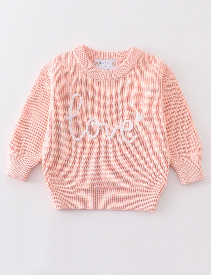 "Love" Hand Embroidered Oversized Sweater - Stella Lane Boutique