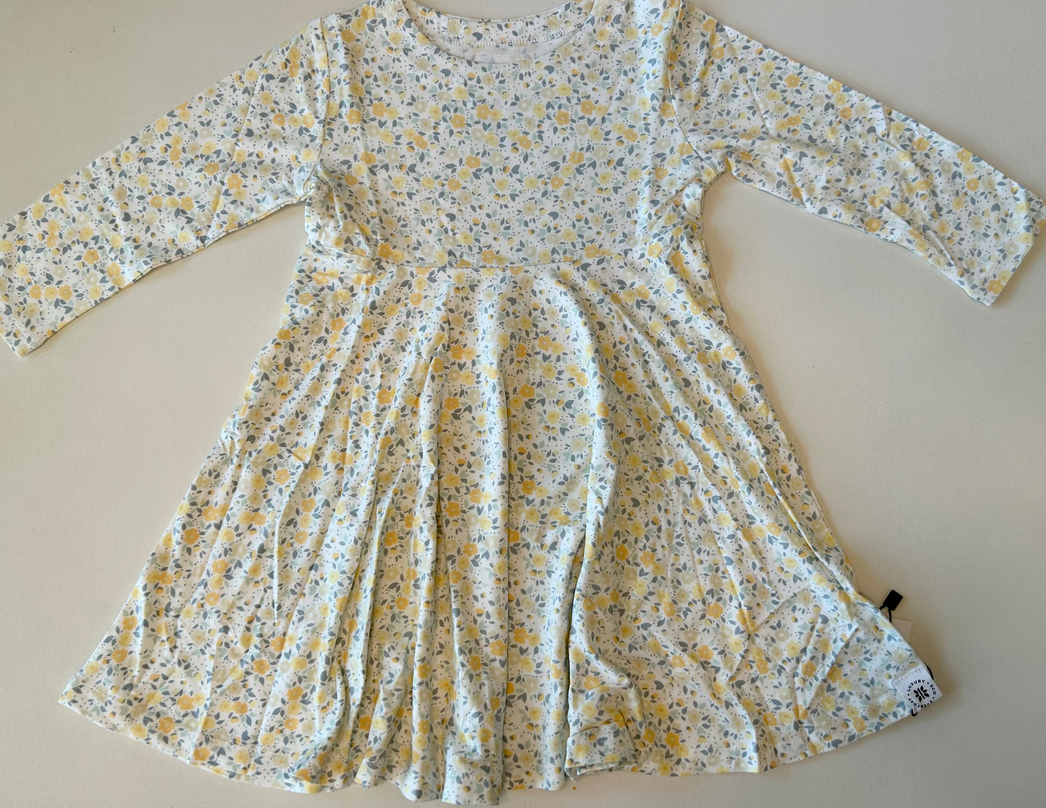 Golden Sage Swirly Girl Bamboo Dress - Stella Lane Boutique