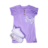 Henley Short Sleeve Romper - Pastel Lilac- Ships from Eclipse Kids - Stella Lane Boutique