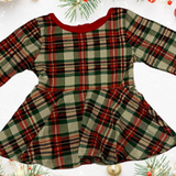 The Faye Peplum Top in Classic Christmas Plaid