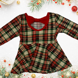 The Faye Peplum Top in Classic Christmas Plaid