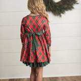 Plaid Ruffle Button Holiday Dress