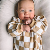 Checkered Baby Organic Sweater Bubble Romper - Stella Lane Boutique