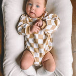 Checkered Baby Organic Sweater Bubble Romper - Stella Lane Boutique