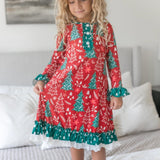 Red & Green Christmas Tree Lounge Gown