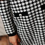 Houndstooth Sweater Button Dress - Stella Lane Boutique