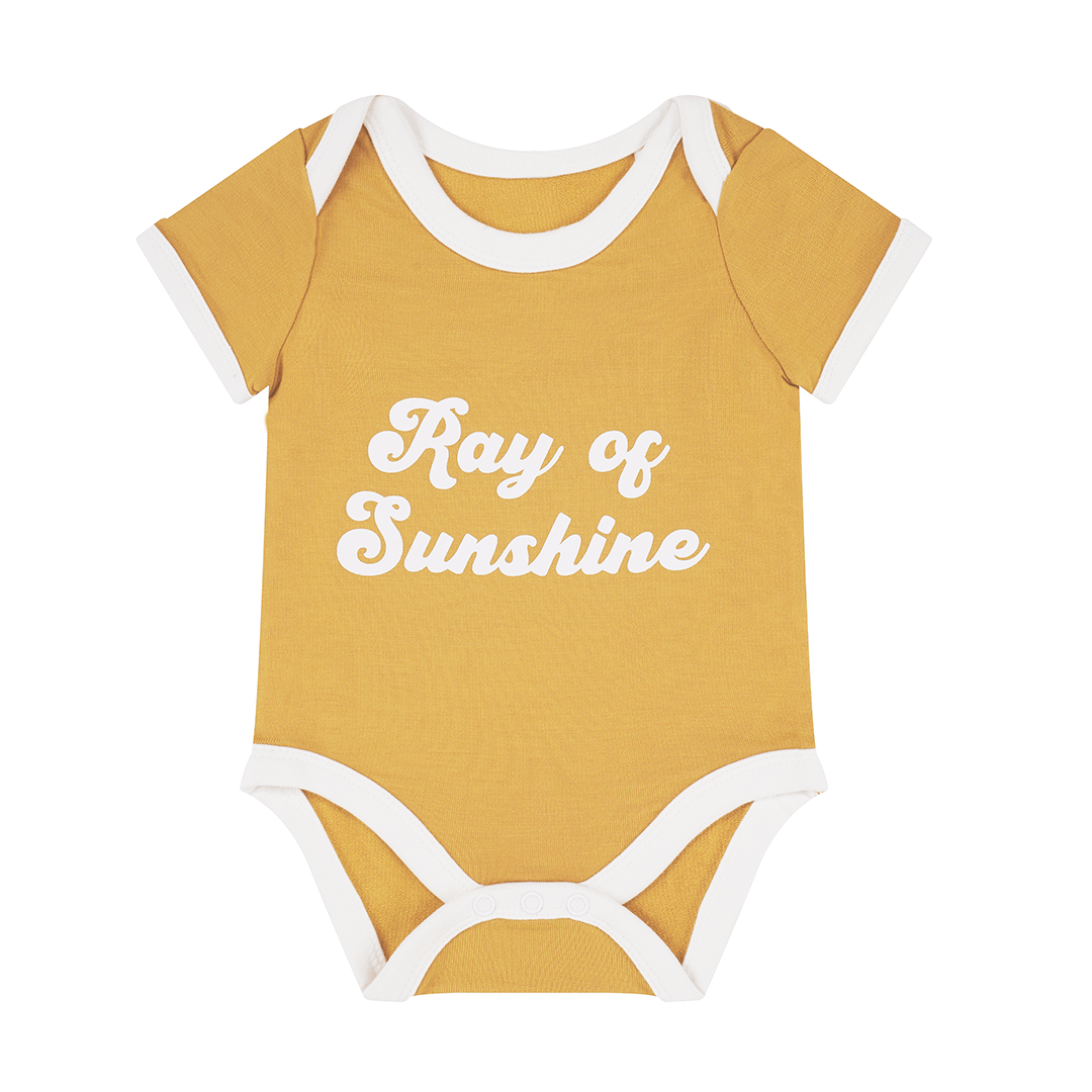 Ray of Sunshine Bamboo Terry Ringer Baby Onesie - Stella Lane Boutique