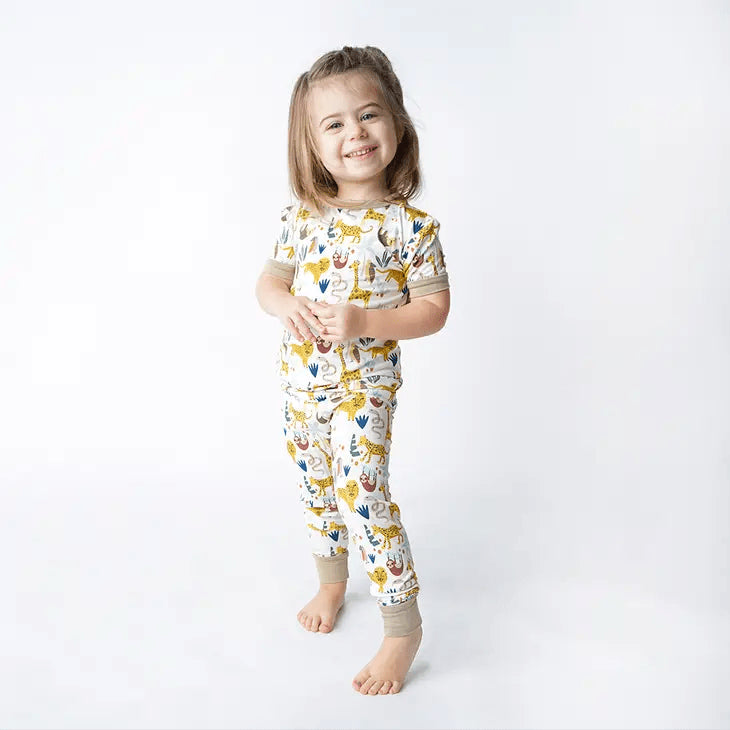 Jungle Friends Bamboo Short Sleeve Kids Pajama Set - Stella Lane Boutique