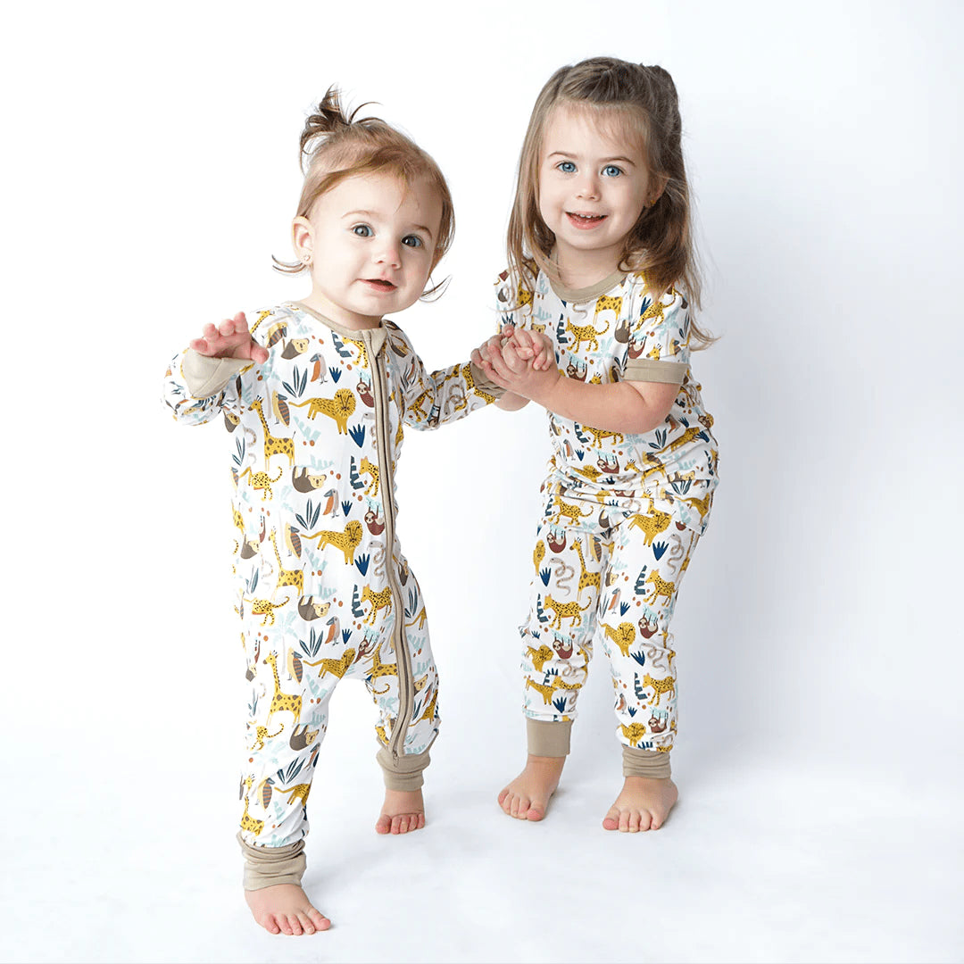 Jungle Friends Bamboo Short Sleeve Kids Pajama Set - Stella Lane Boutique