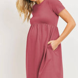 Berries French Terry Babydoll Maternity T-Shirt Dress - Stella Lane Boutique