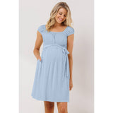 Chambray Cap Sleeve Babydoll Maternity Dress - Stella Lane Boutique