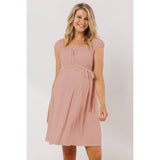 Peach Cap Sleeve Babydoll Maternity Dress - Stella Lane Boutique