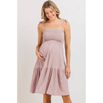 Peach Sleeveless Smocking Tube Top Maternity Dress - Stella Lane Boutique