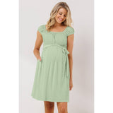 Sage Cap Sleeve Babydoll Maternity Dress - Stella Lane Boutique
