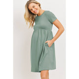 Sage French Terry Babydoll Maternity T-Shirt Dress - Stella Lane Boutique