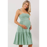 Sage Sleeveless Smocking Tube Top Maternity Dress - Stella Lane Boutique