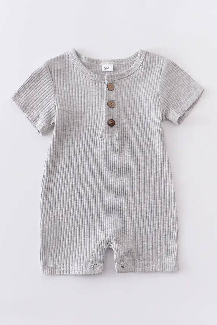 Button Up Ribbed Baby Romper - Stella Lane Boutique