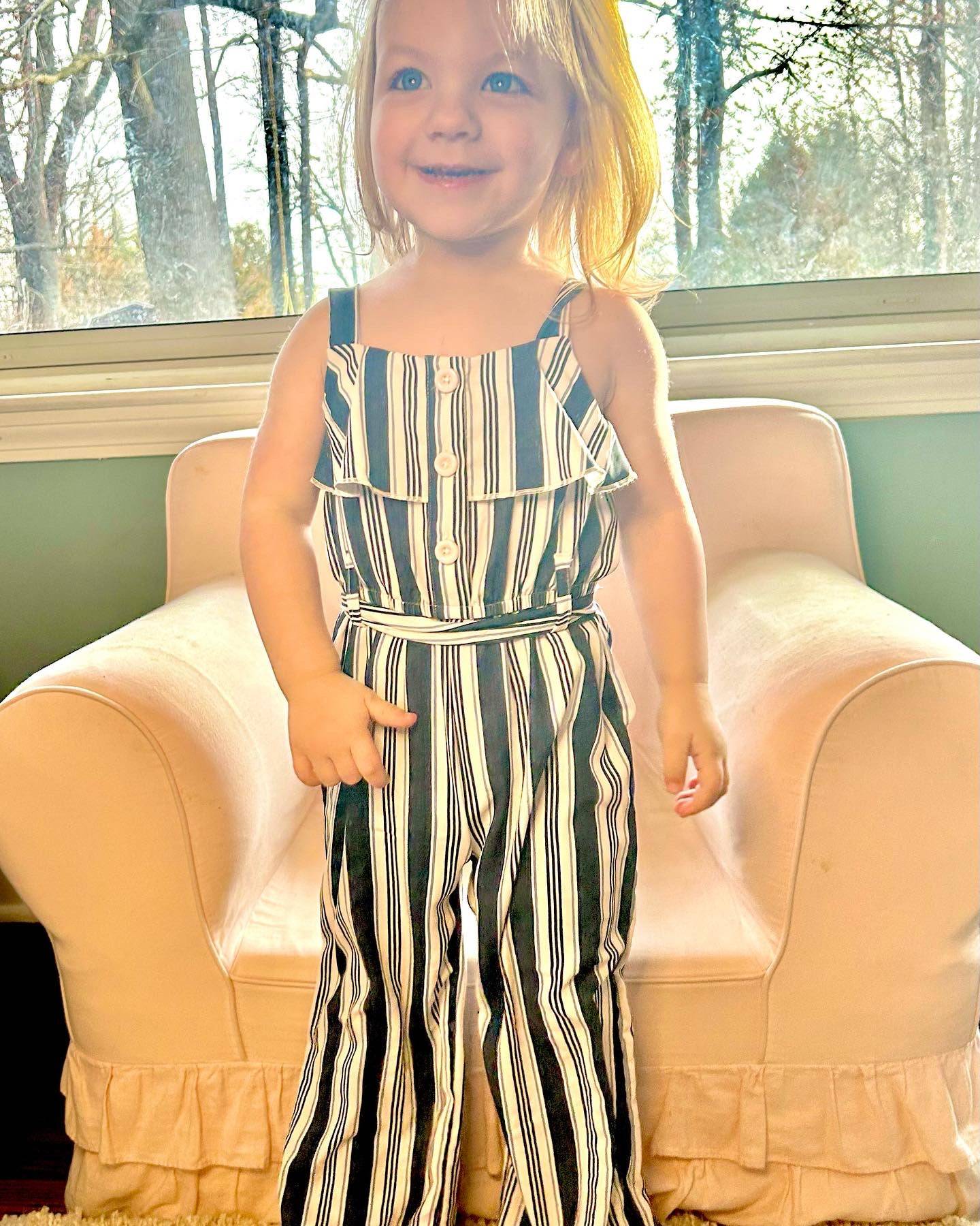Navy Stripe Toddler Girl Jumpsuit - Stella Lane Boutique
