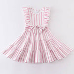 Toddler Girl's Pink Striped Ruffle Dress - Stella Lane Boutique
