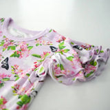 Cherry Blossom Spring Ruffled Bodysuit Bamboo Twirl Dress - Stella Lane Boutique