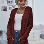 Chunky Knit Open Cardigan With Pockets - Stella Lane Boutique
