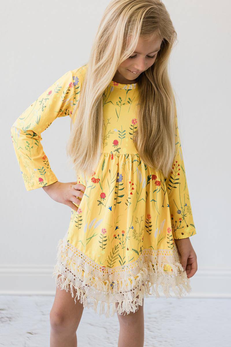 Dandelion Floral Boho Fringe Dress (Baby & Toddler Sizes) - Stella Lane Boutique