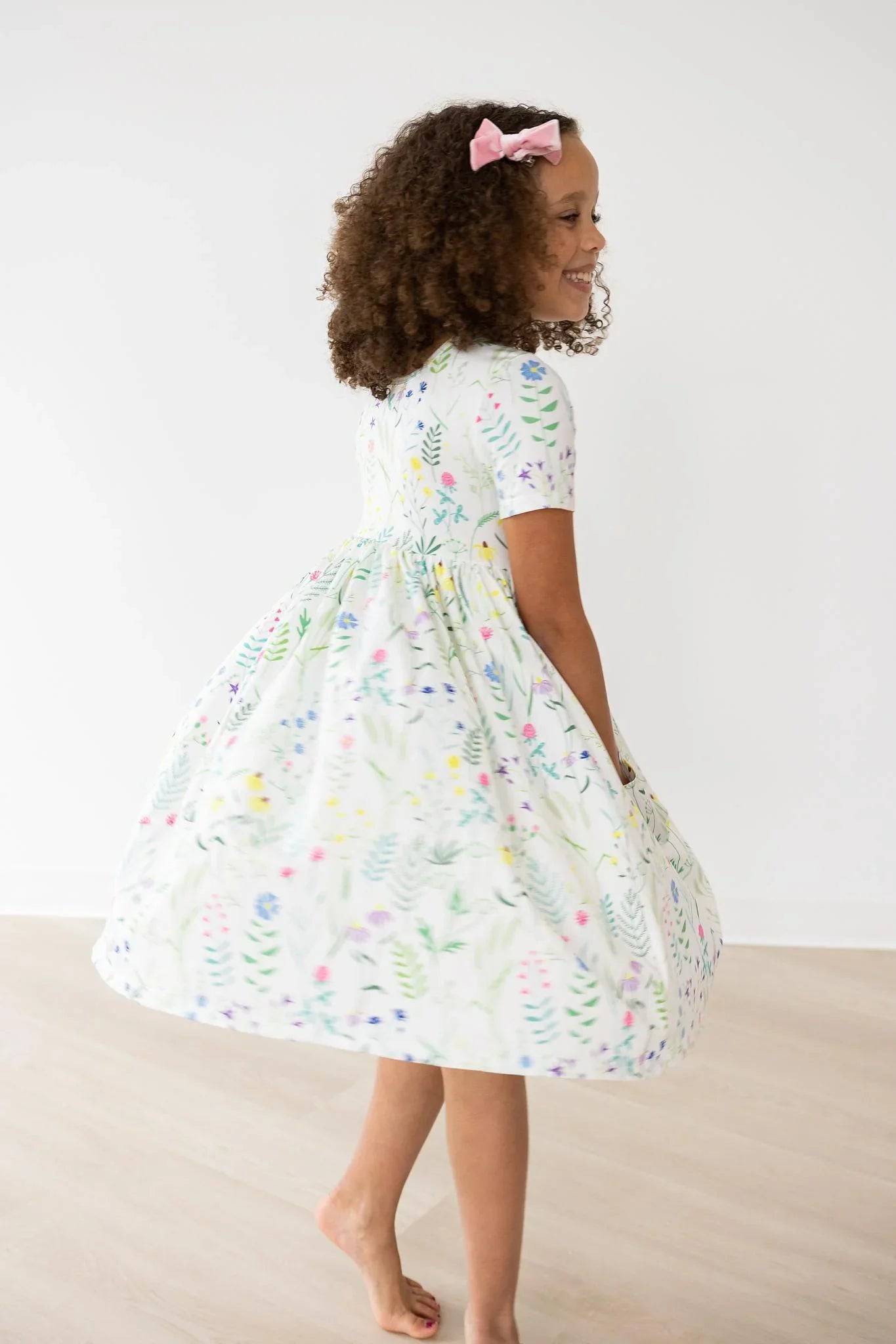Spring Dandelion Short Sleeve Pocket Twirl Dress - Stella Lane Boutique