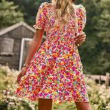 Floral Smocked Off the Shoulder Dress - Stella Lane Boutique