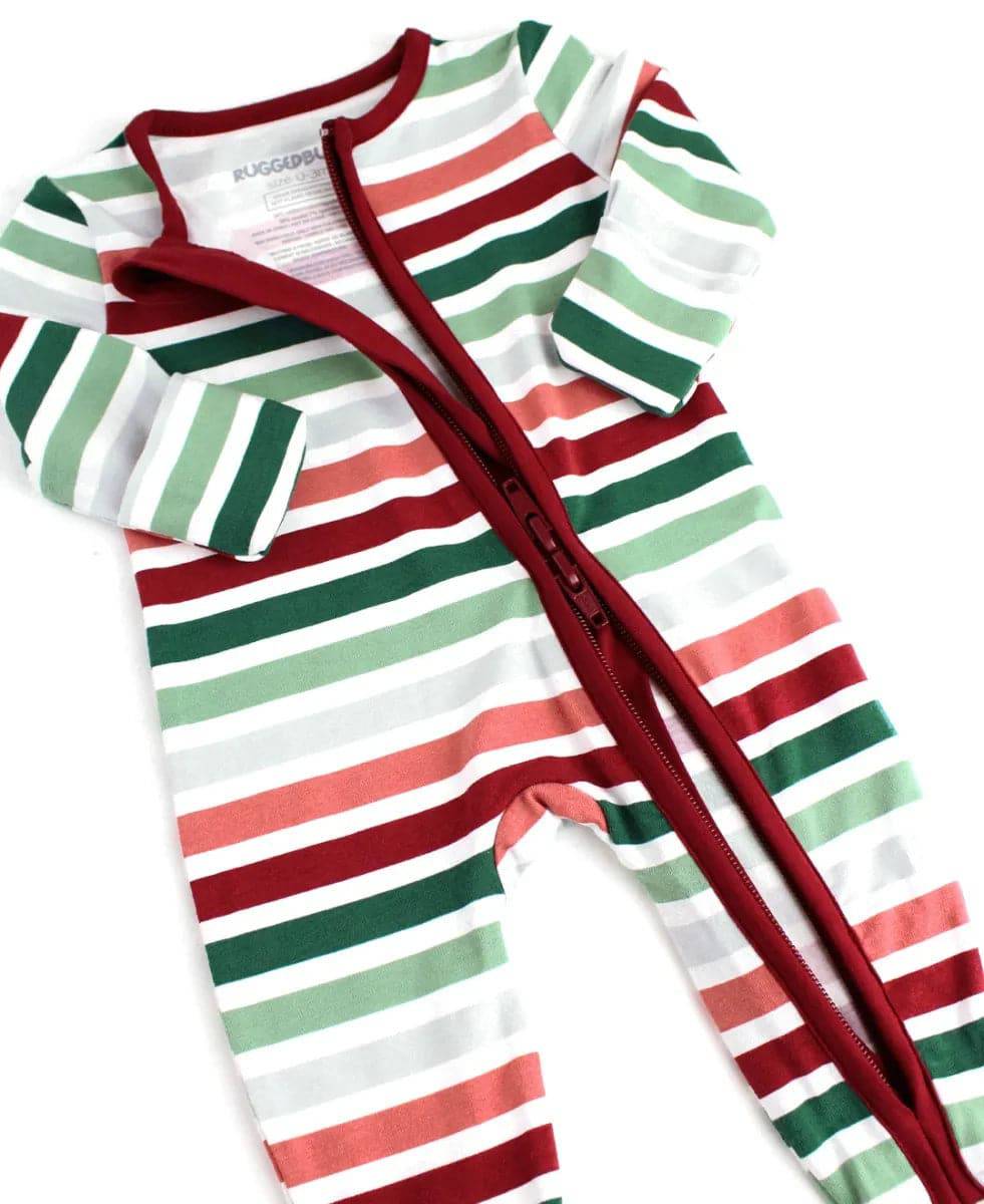Holly Jolly Stripe Footed One Piece Pajama - Stella Lane Boutique