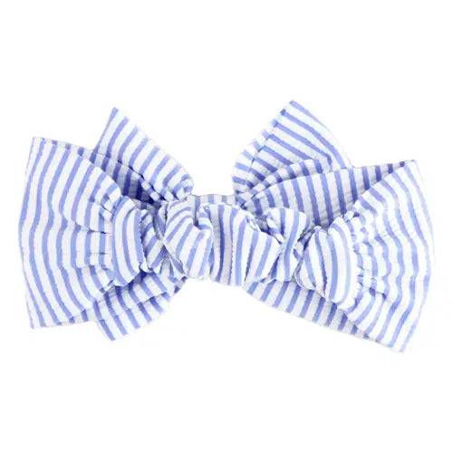 Blue Seersucker Swim Bow Headband - Stella Lane Boutique