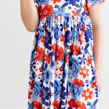 Happy 4th Floral Short Sleeve Pocket Twirl Dress - Stella Lane Boutique