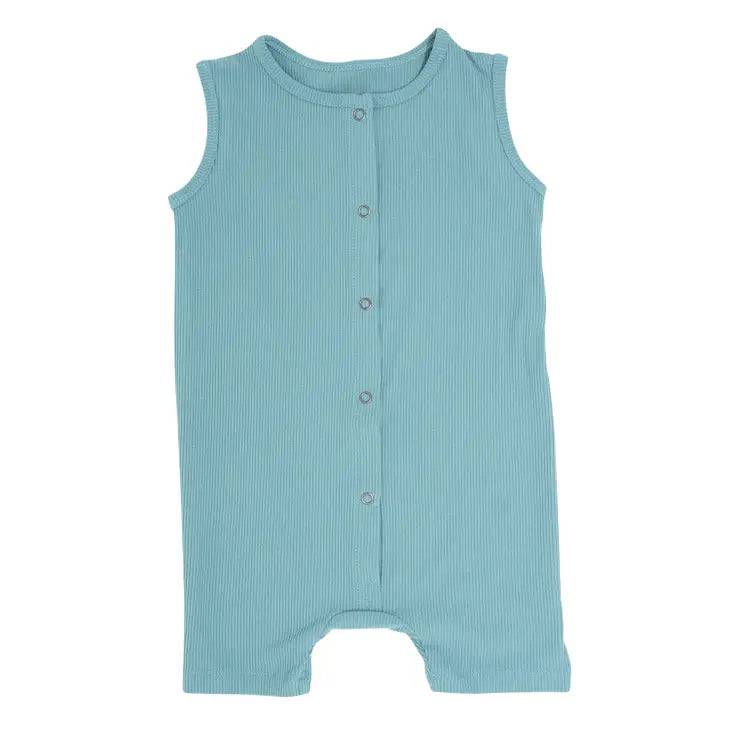 Teal Ribbed Bamboo Tank Romper - Stella Lane Boutique