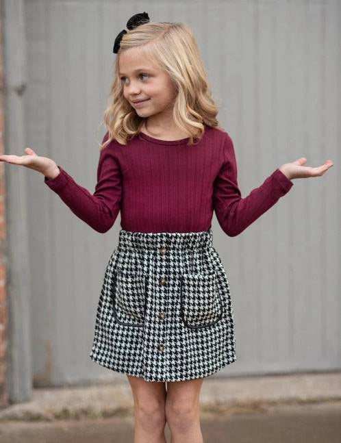 Houndstooth Skirt and Top Set - Stella Lane Boutique