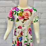 Wild Rose Short Sleeve Bamboo Twirl Dress - Stella Lane Boutique